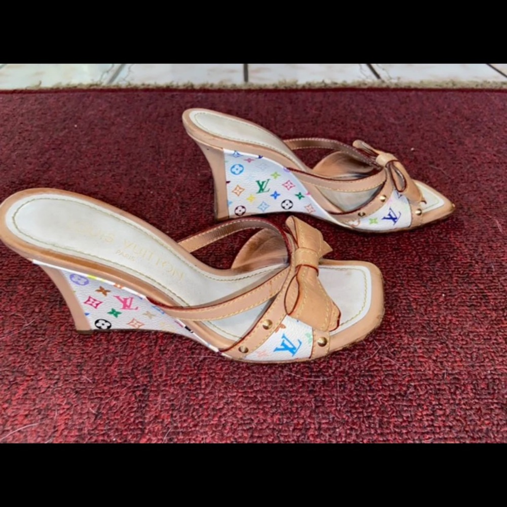 Authentic Louis Vuitton Multicolor Wedges